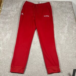 Adidas Mens Large Red NC State Tapered‎ Leg Training Workout Track Pants NWT